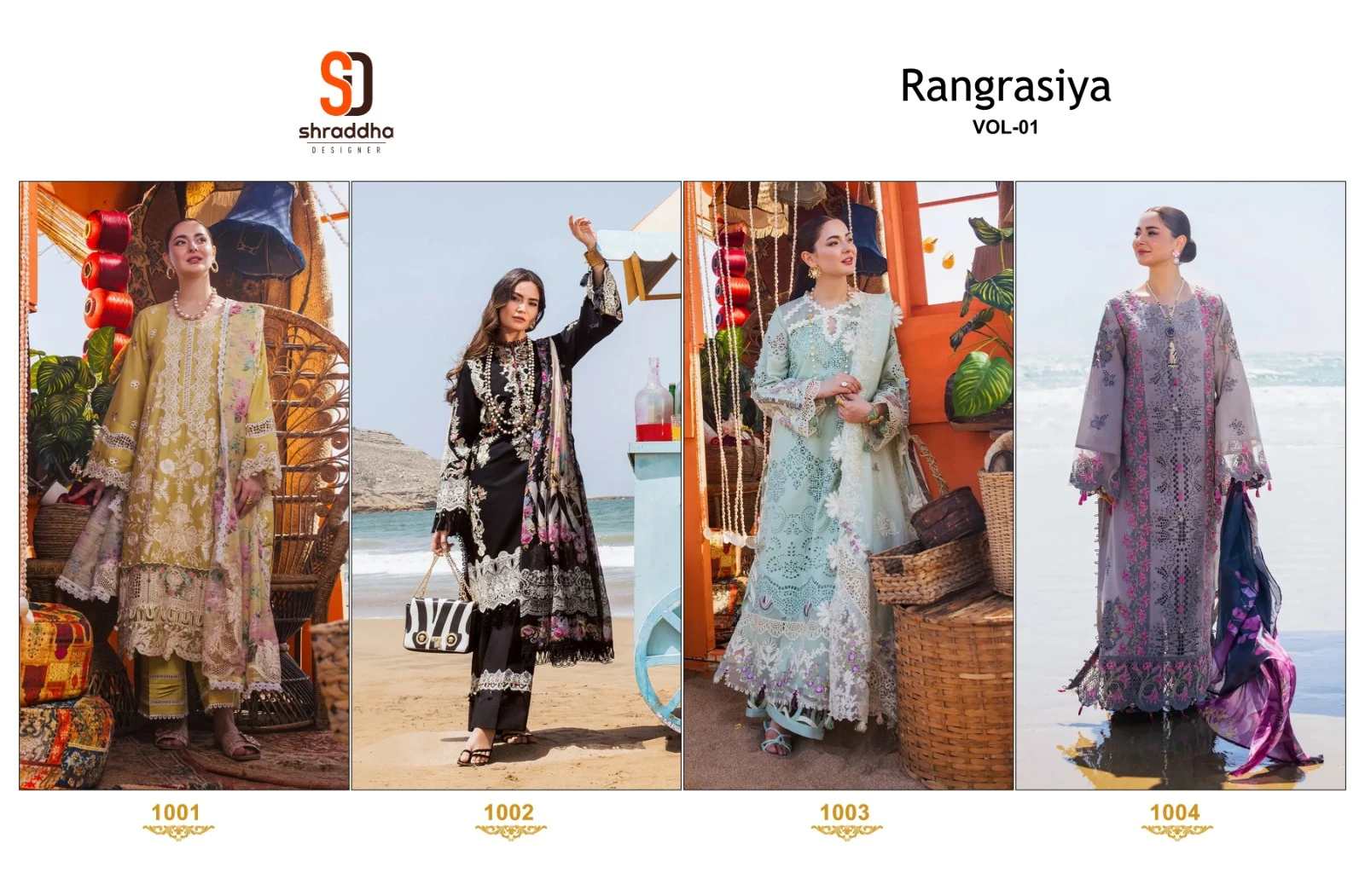 Shraddha Designer Rangrasiya Vol 1 Pure Cotton Wholesale Pakistani Salwar Suit Catalog — Wholesale Pakistani Suits, MPA wholesale from Surat — view 8